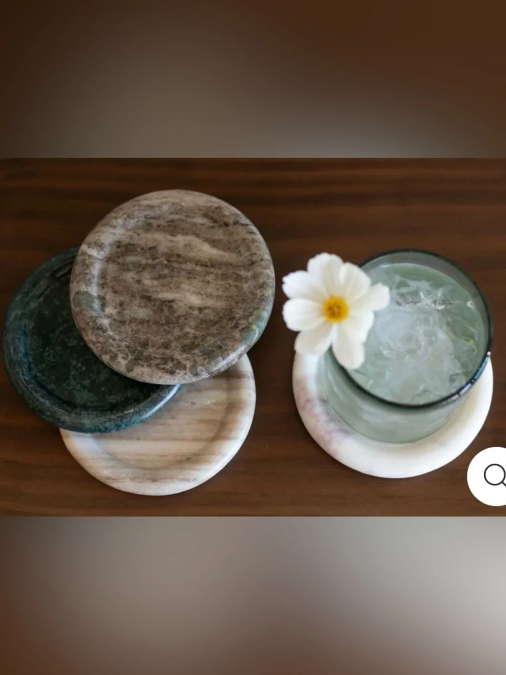 The Polished Jar Aegean Marble Coasters Set of 4 Natural Stone Decor SHIP ALONE